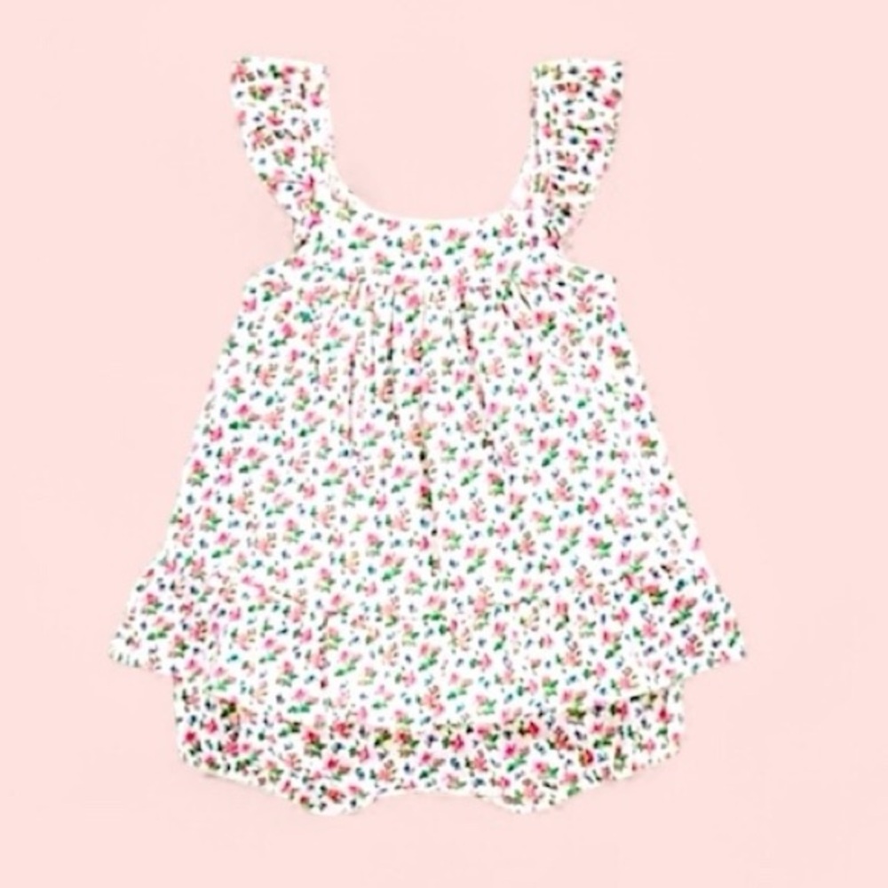 NWT Ralph Lauren Girls Floral Cotton Jersey Top & Bloomer Set Summer Vacation